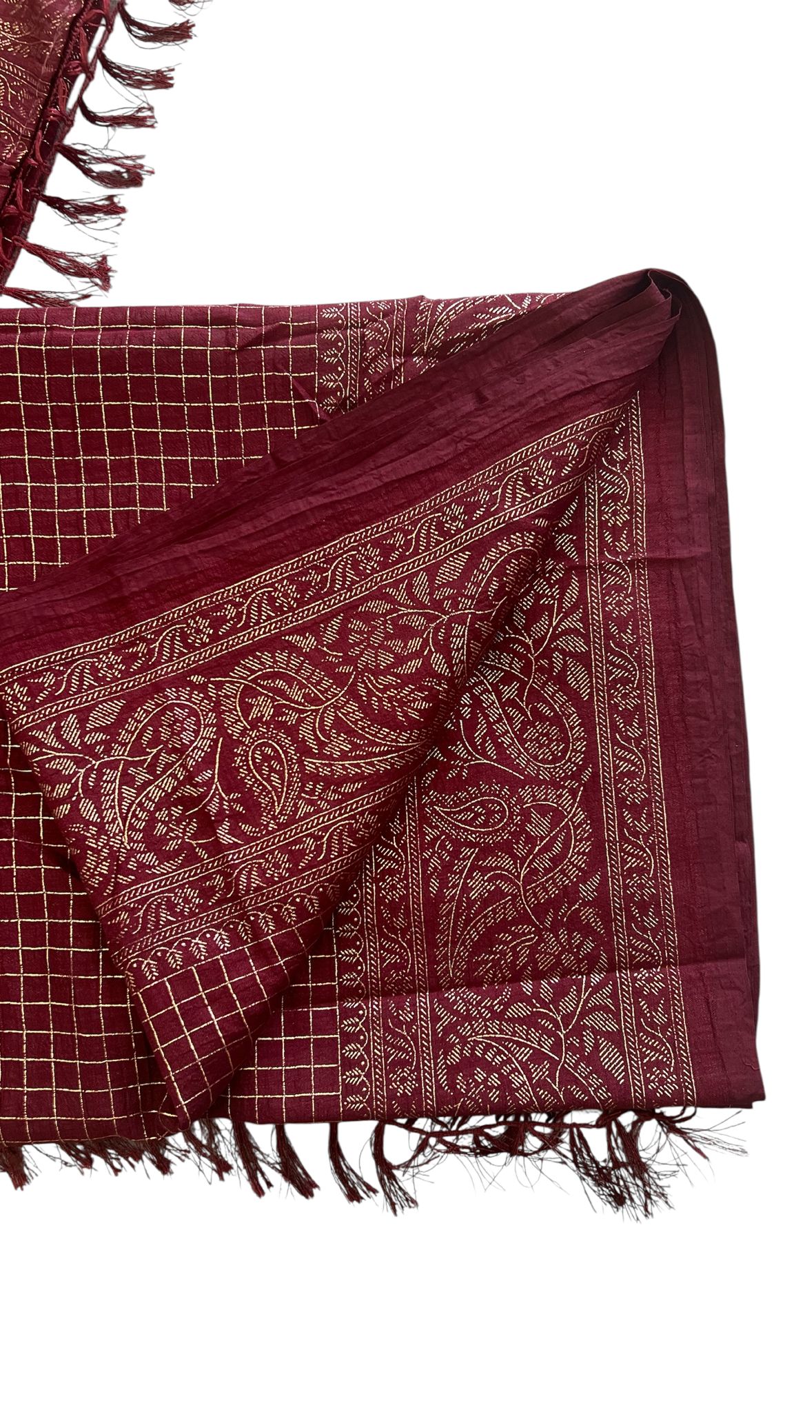 Vichitra Silk Checked Saree with Foil Print