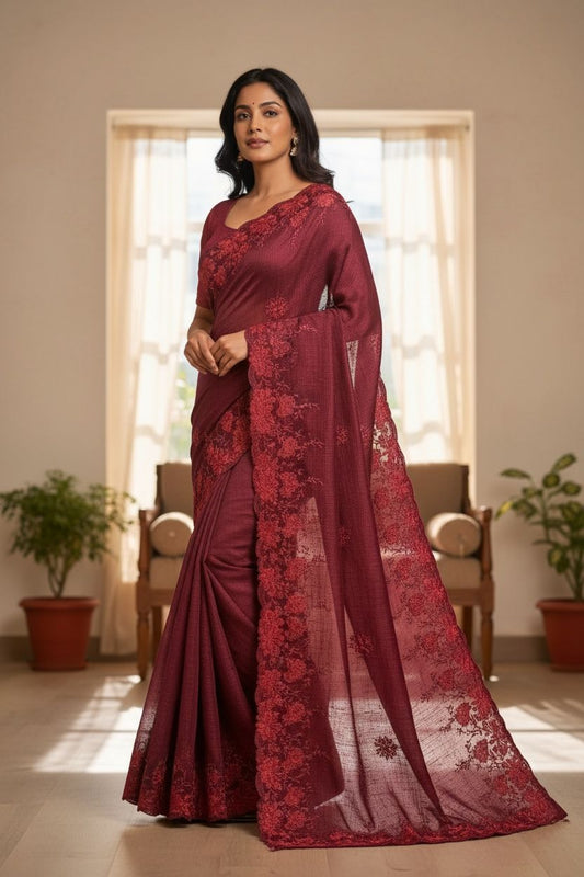 Lightweight Kota Doriya Saree with Tone-to-Tone Embroidery & Blouse piece