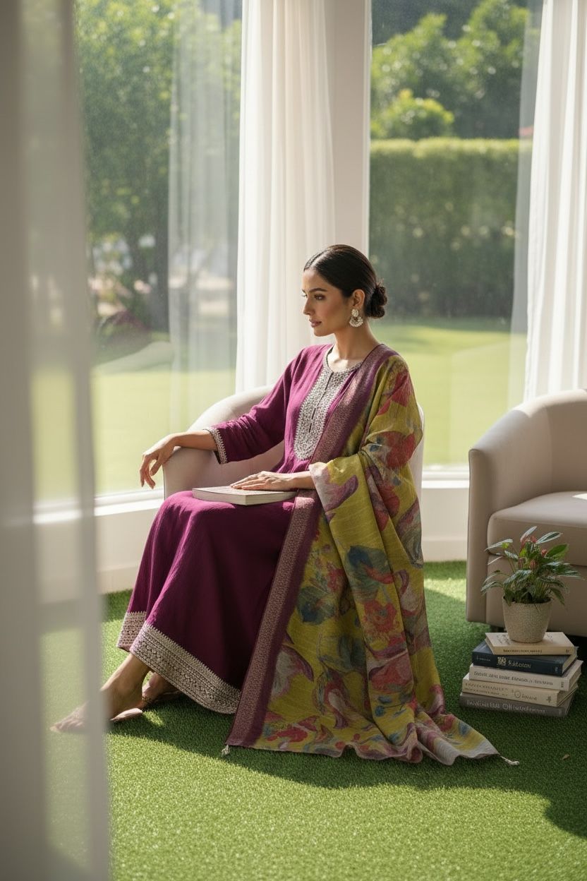 Rayon Slub Embroidered with Dupatta – Timeless Elegance in Every Detail