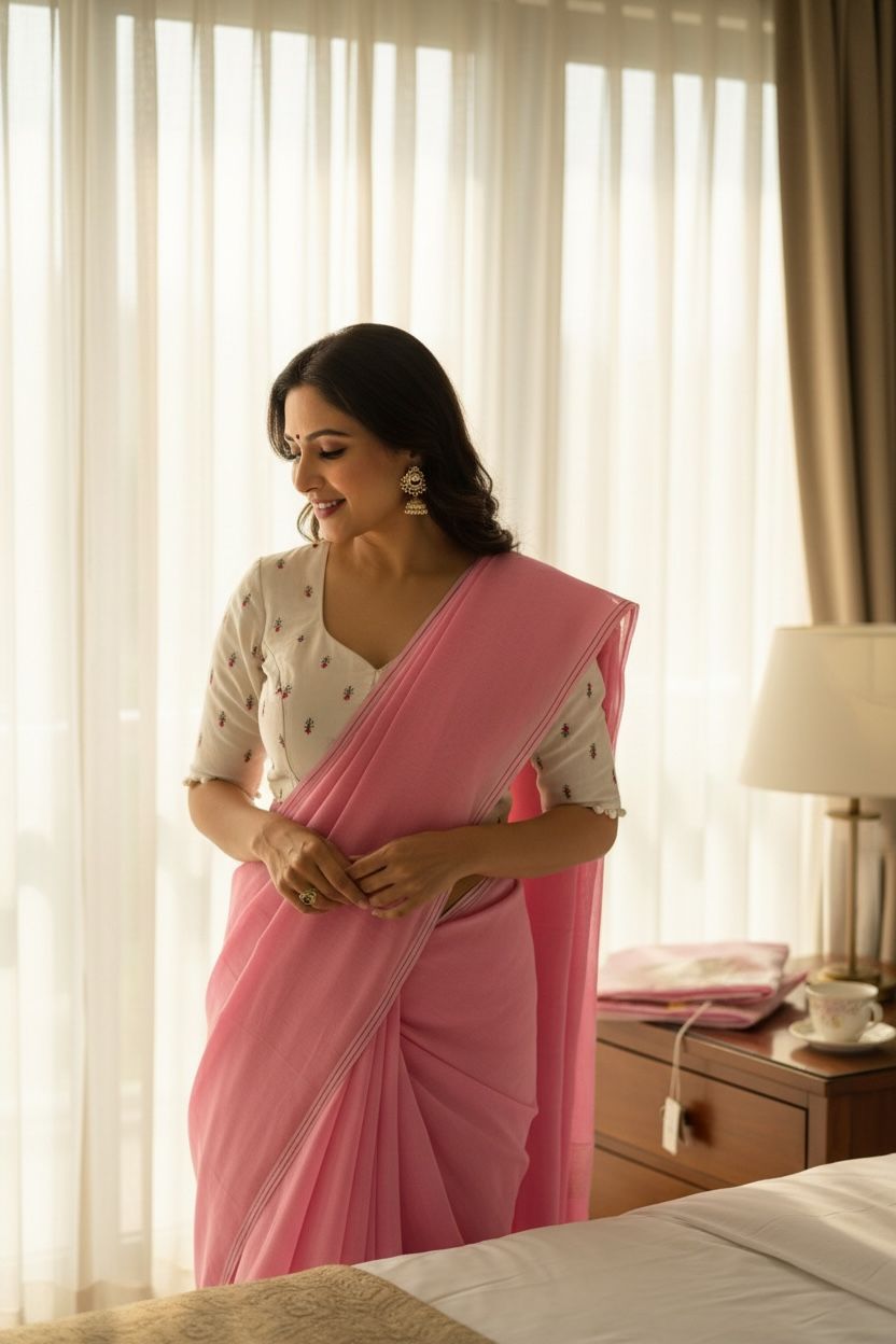 Chanderi Cotton Saree with Pure Cotton Blouse – Soft Elegance in Pastel Hues