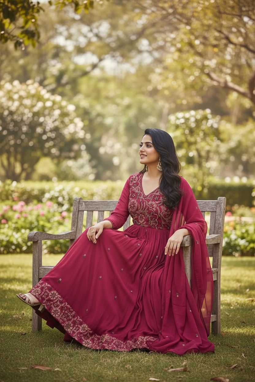 Ethereal Rani Pink Mul Cotton Anarkali Set with Elegant Dupatta
