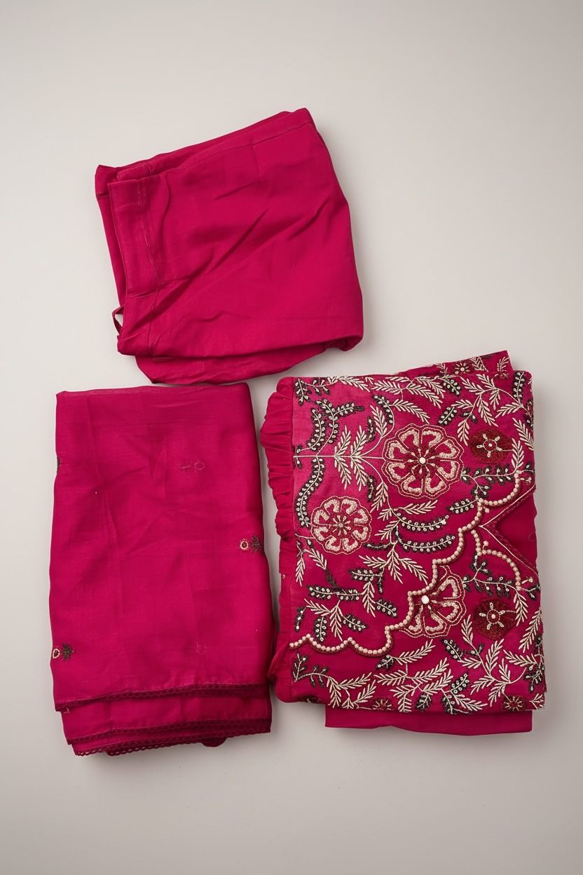Ethereal Rani Pink Mul Cotton Anarkali Set with Elegant Dupatta