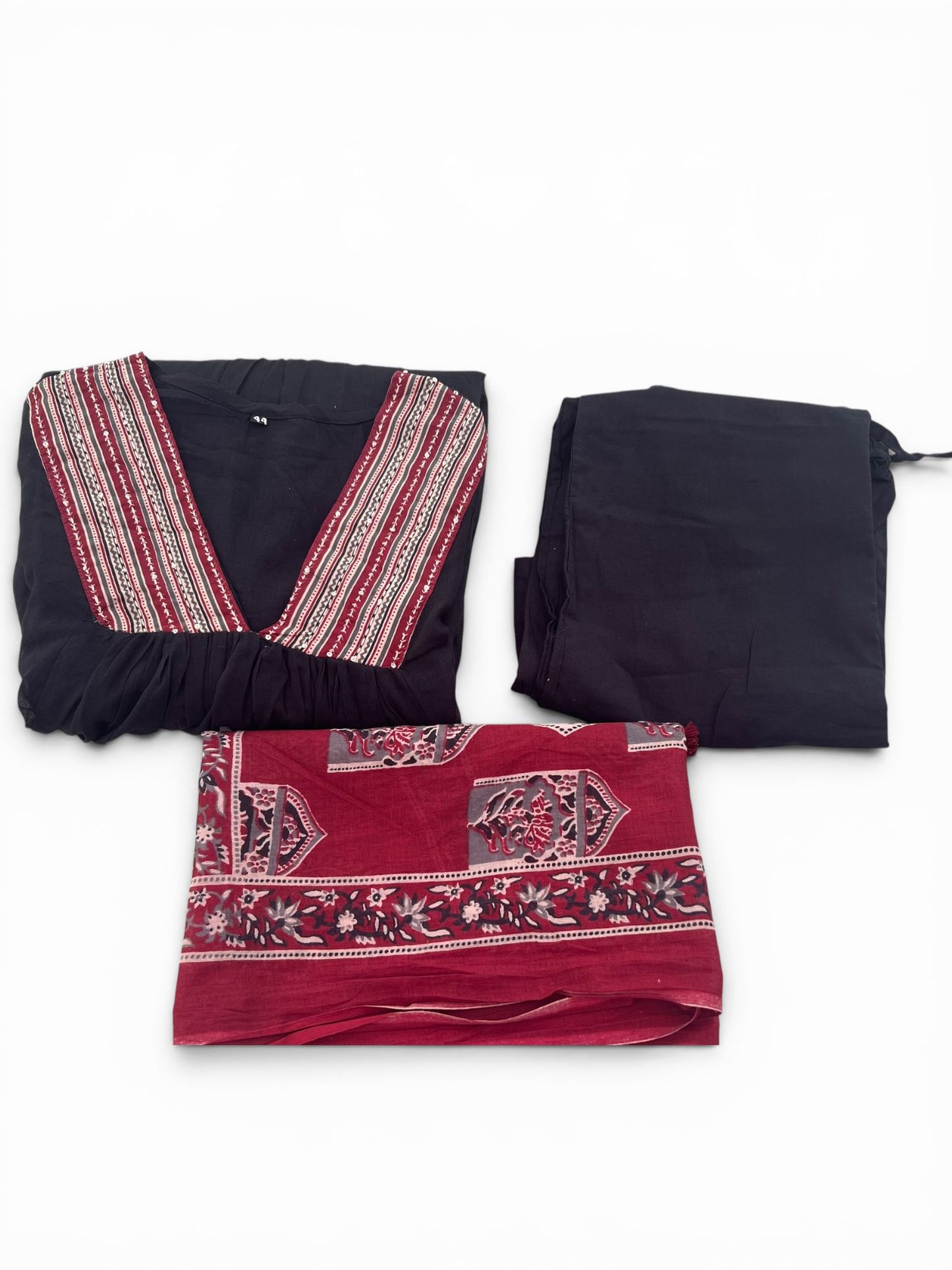 Cotton Empire Cut Salwar Set with Ajrak Print Dupatta