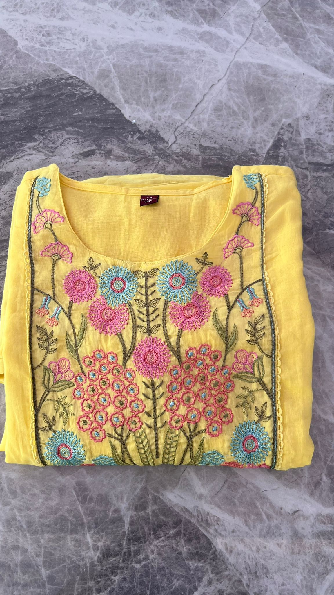 Sunshine Yellow Mul Cotton Anarkali Salwar Set with Dupatta