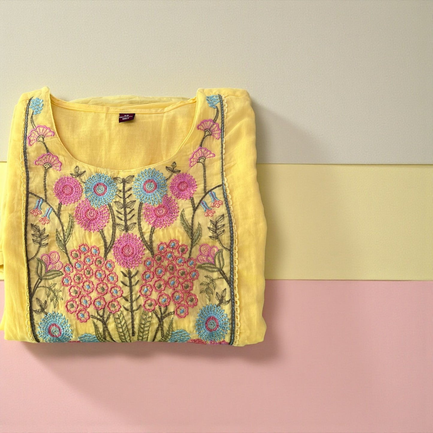 Sunshine Yellow Mul Cotton Anarkali Salwar Set with Dupatta