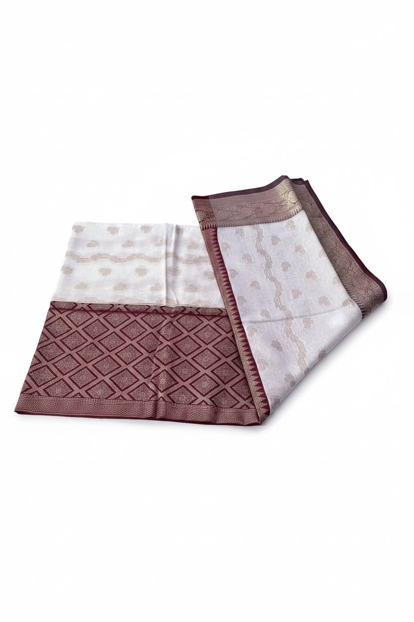 Chanderi silk saree with Brocade blouse piece