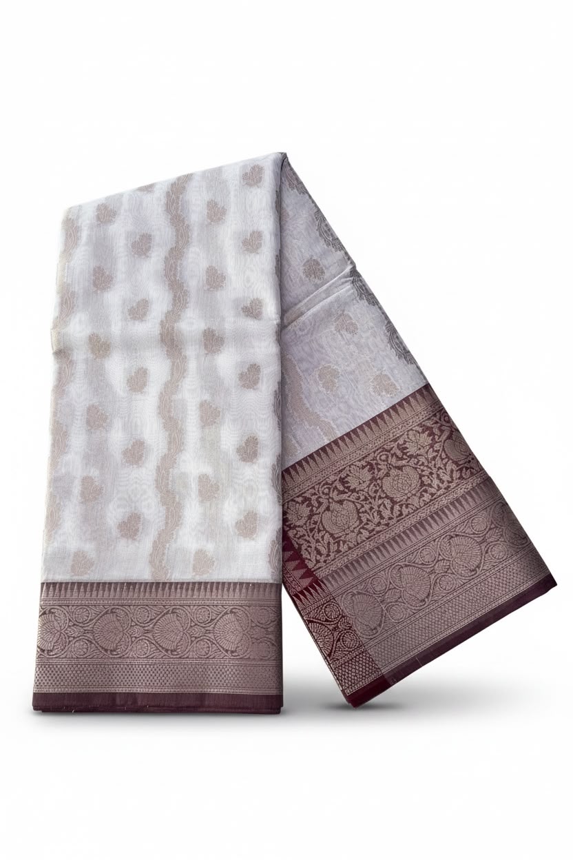 Chanderi silk saree with Brocade blouse piece