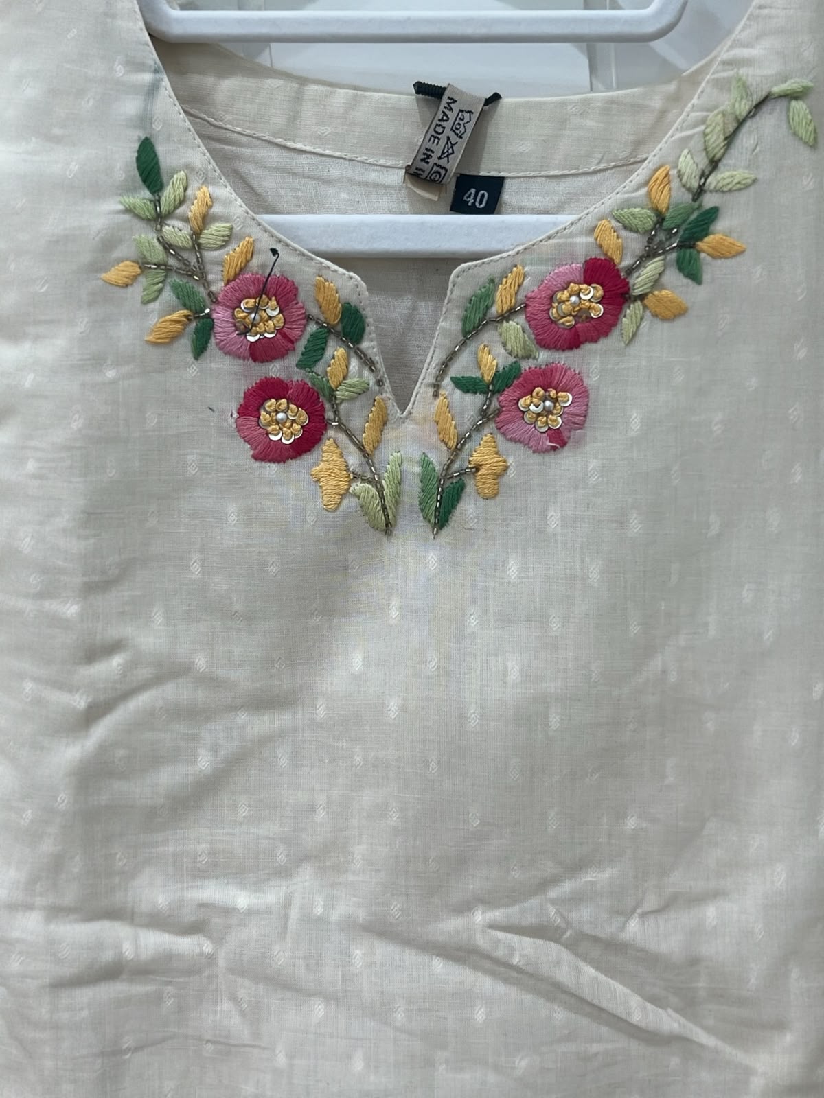 Pure Cotton Hand-Painted Floral Salwar Set with Organza Dupatta