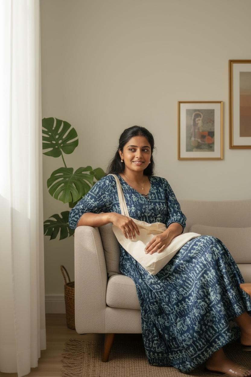 Pure Cotton Printed Maxi Dress with Cotton Lining
