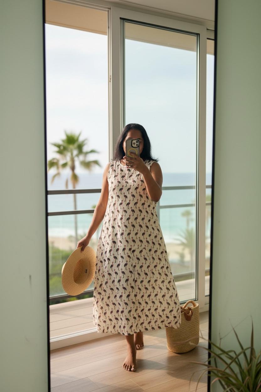 Pure Cotton Printed Sleeveless Maxi Dress with Cotton Lining
