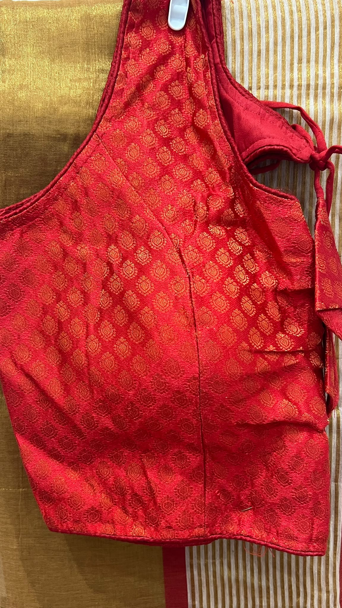 Golden Tissue Saree with Matching Designer Blouse