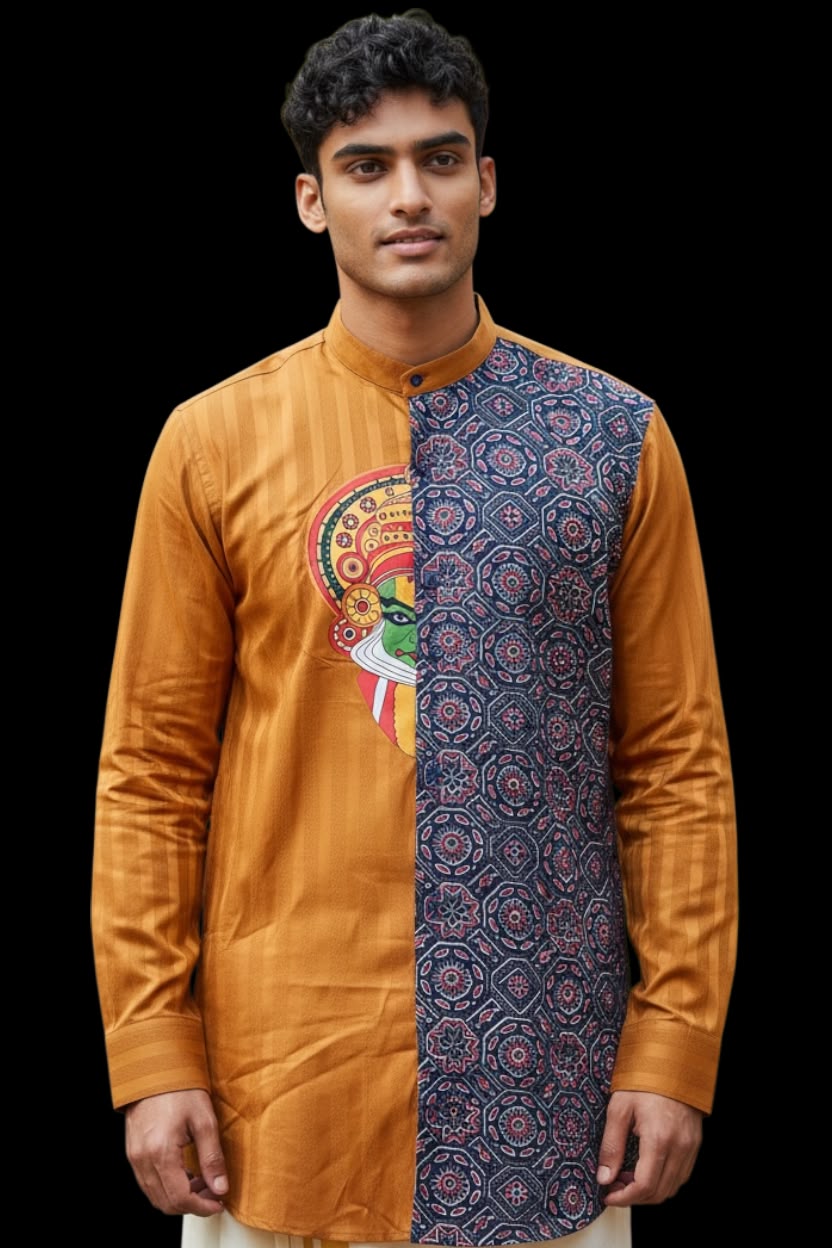 Men's Premium cotton Shirt and Kerala Mundu Combo Set