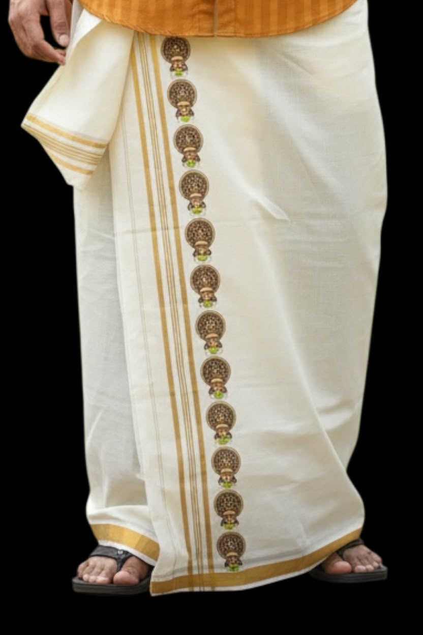 Men's Premium cotton Shirt and Kerala Mundu Combo Set