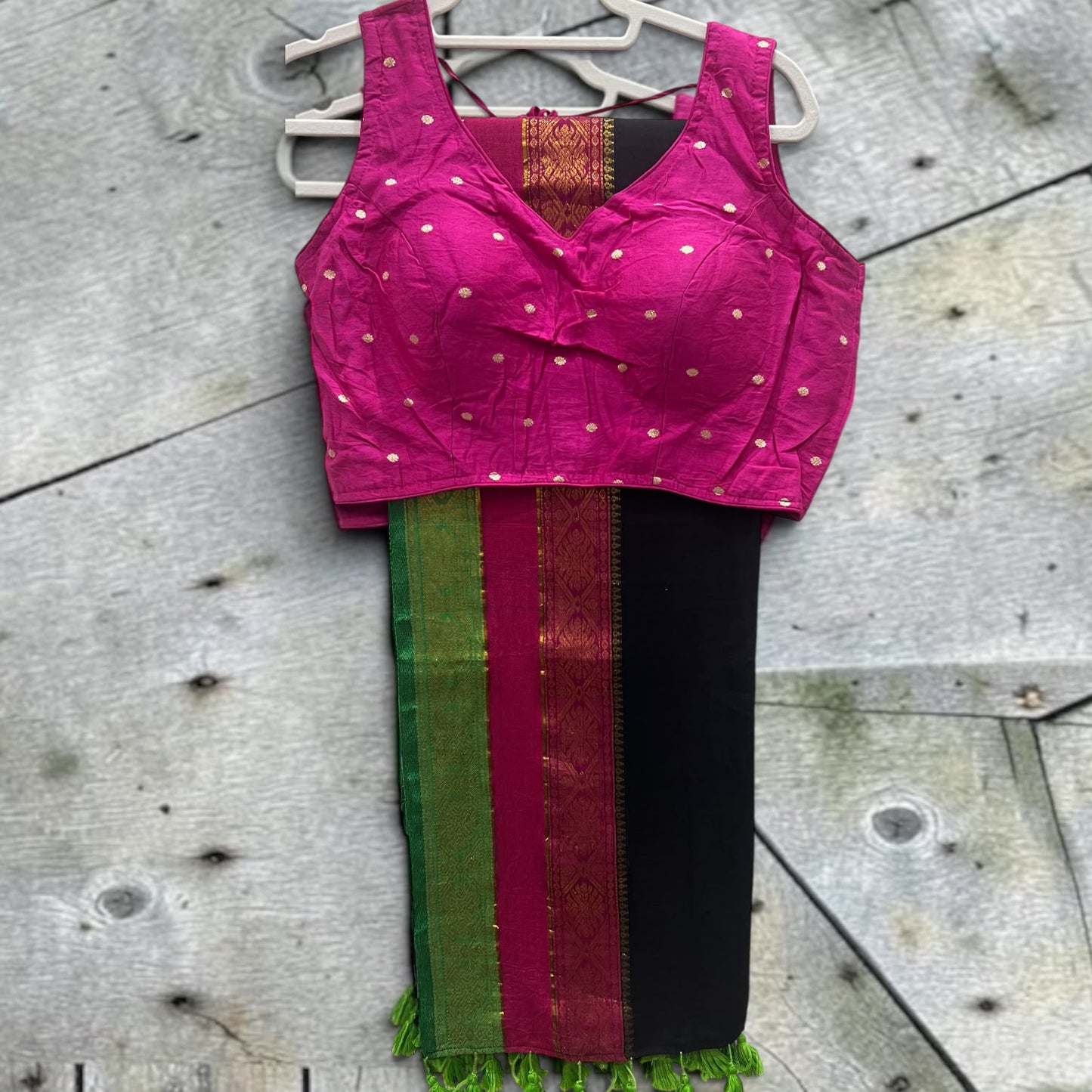Black- Pure Mulcotton Saree With matching Blouse
