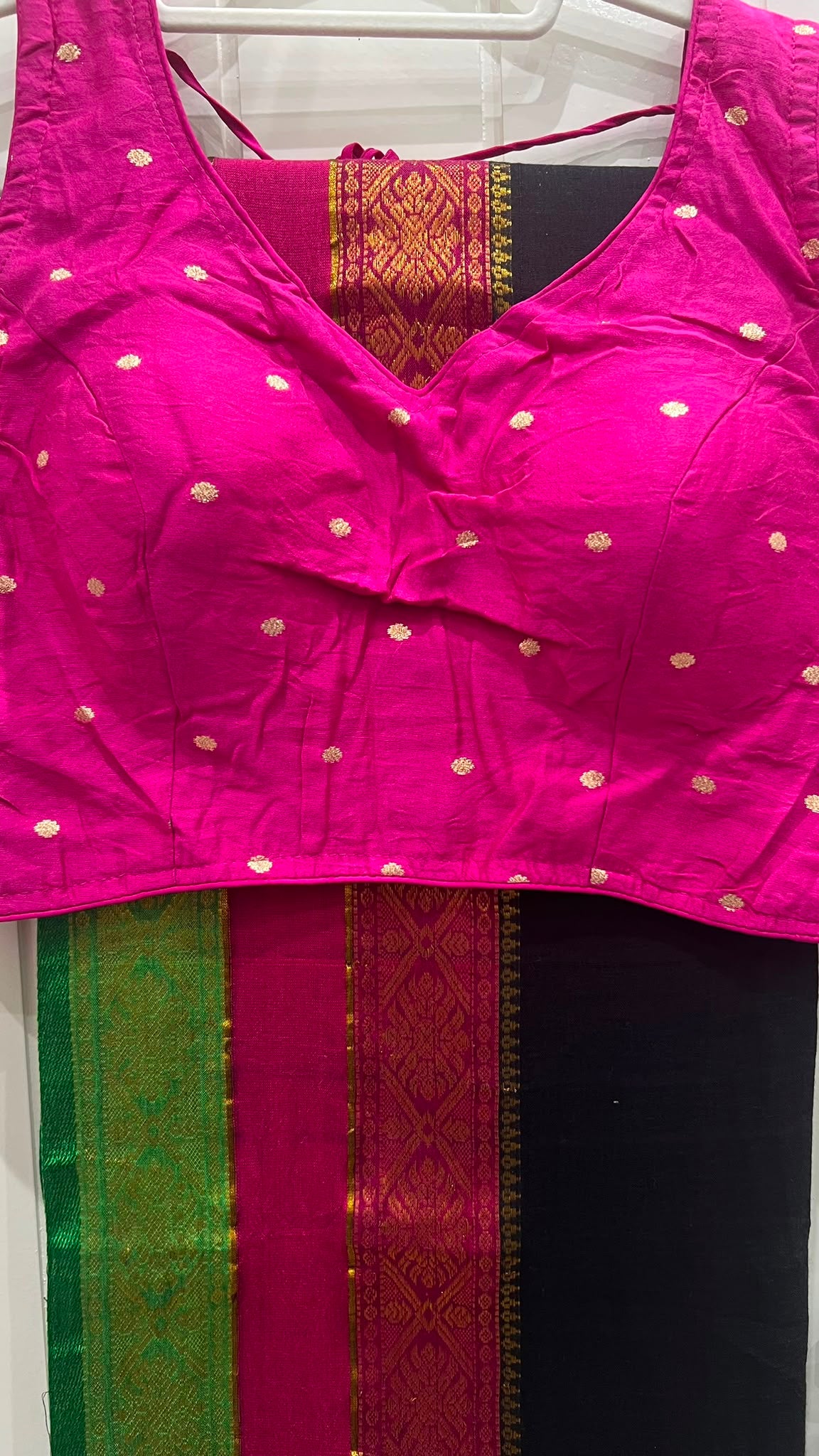 Black- Pure Mulcotton Saree With matching Blouse