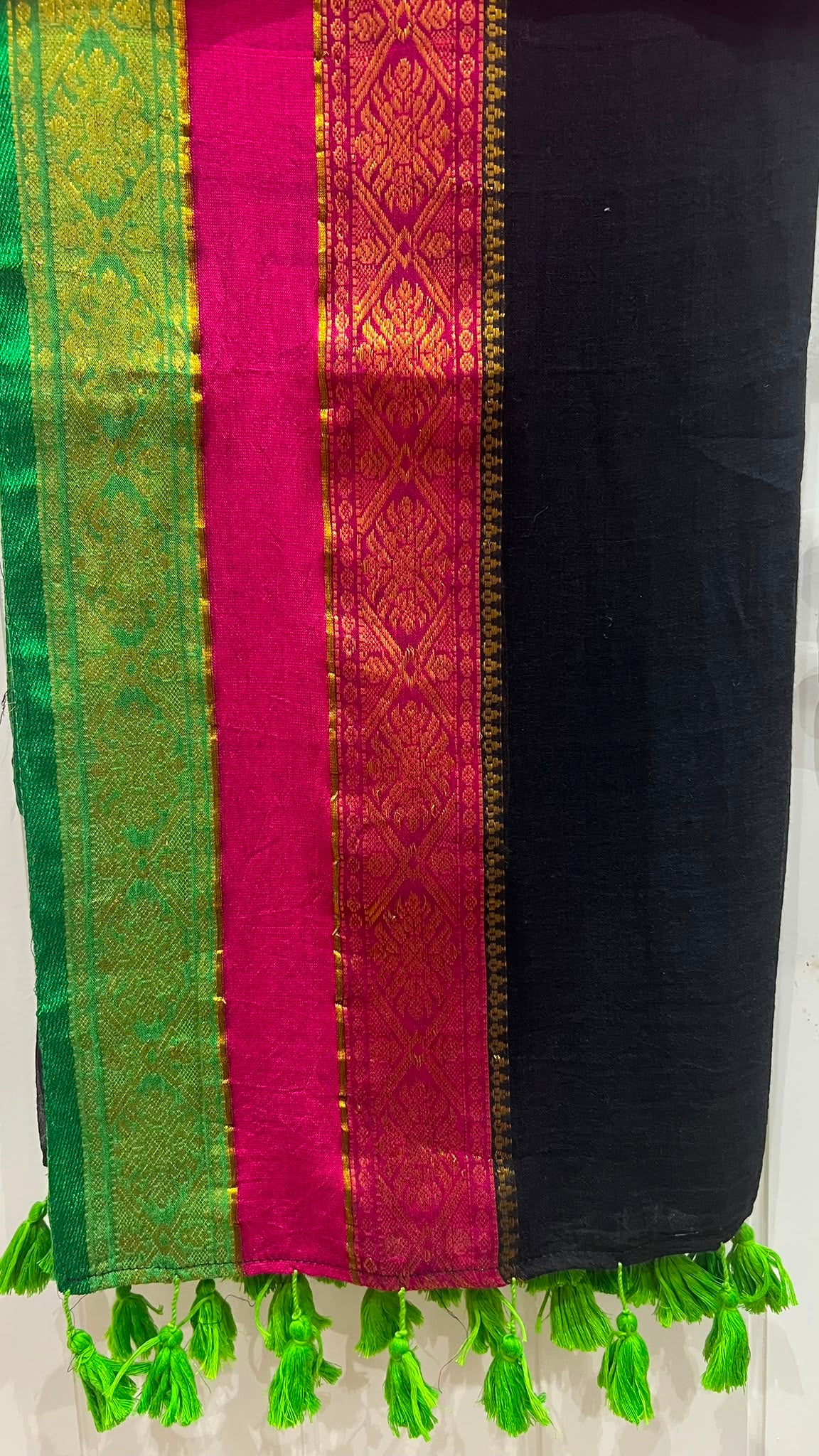 Black- Pure Mulcotton Saree With matching Blouse
