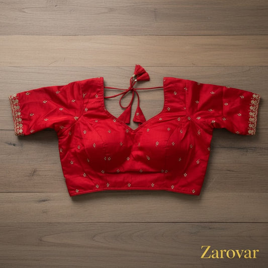 Orange- Banarasi Silk Sequined Blouse