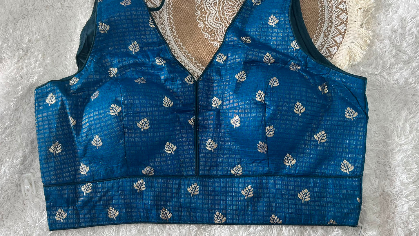 Elegant Brocade V-Neck Padded Blouses