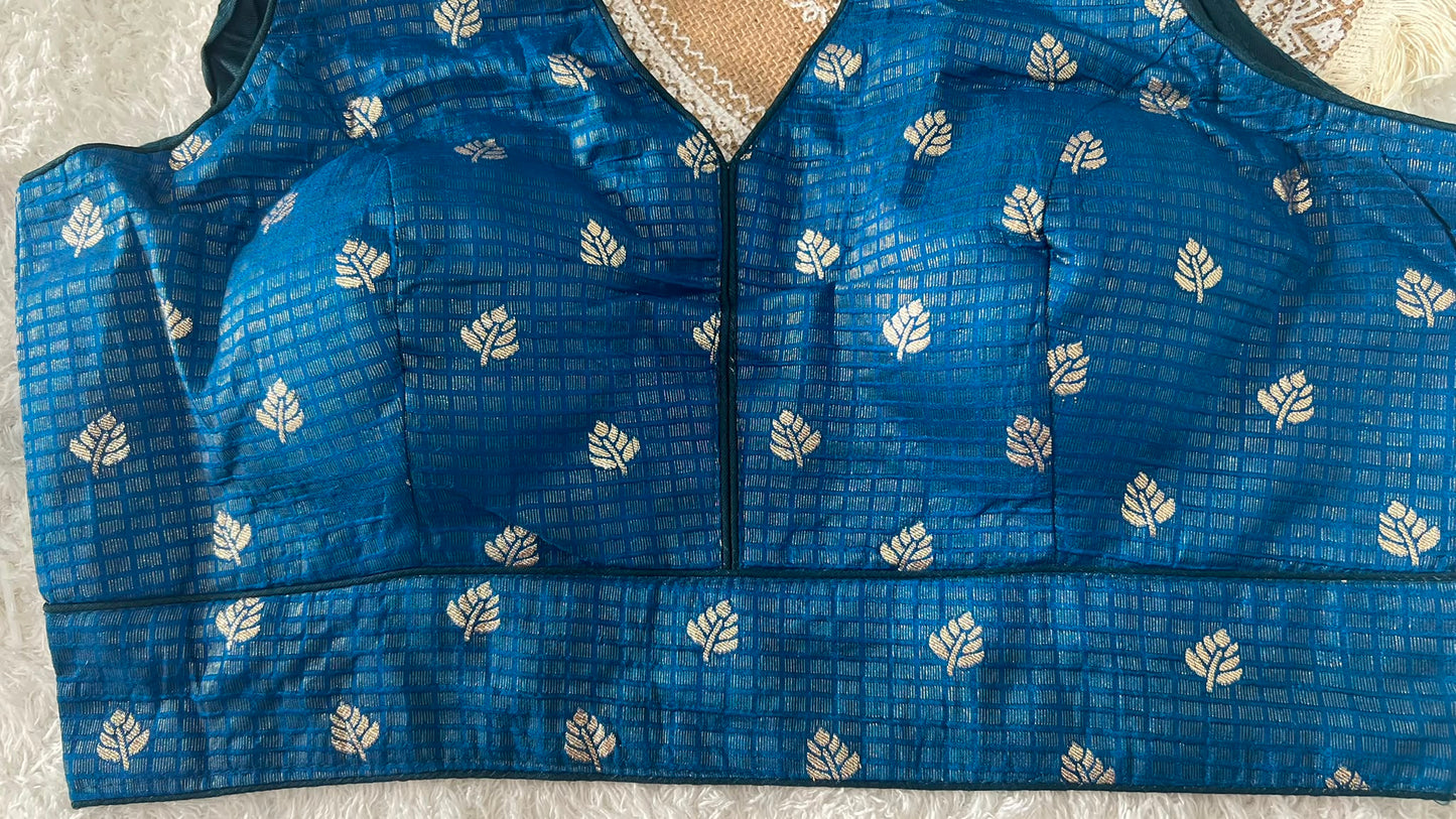 Elegant Brocade V-Neck Padded Blouses