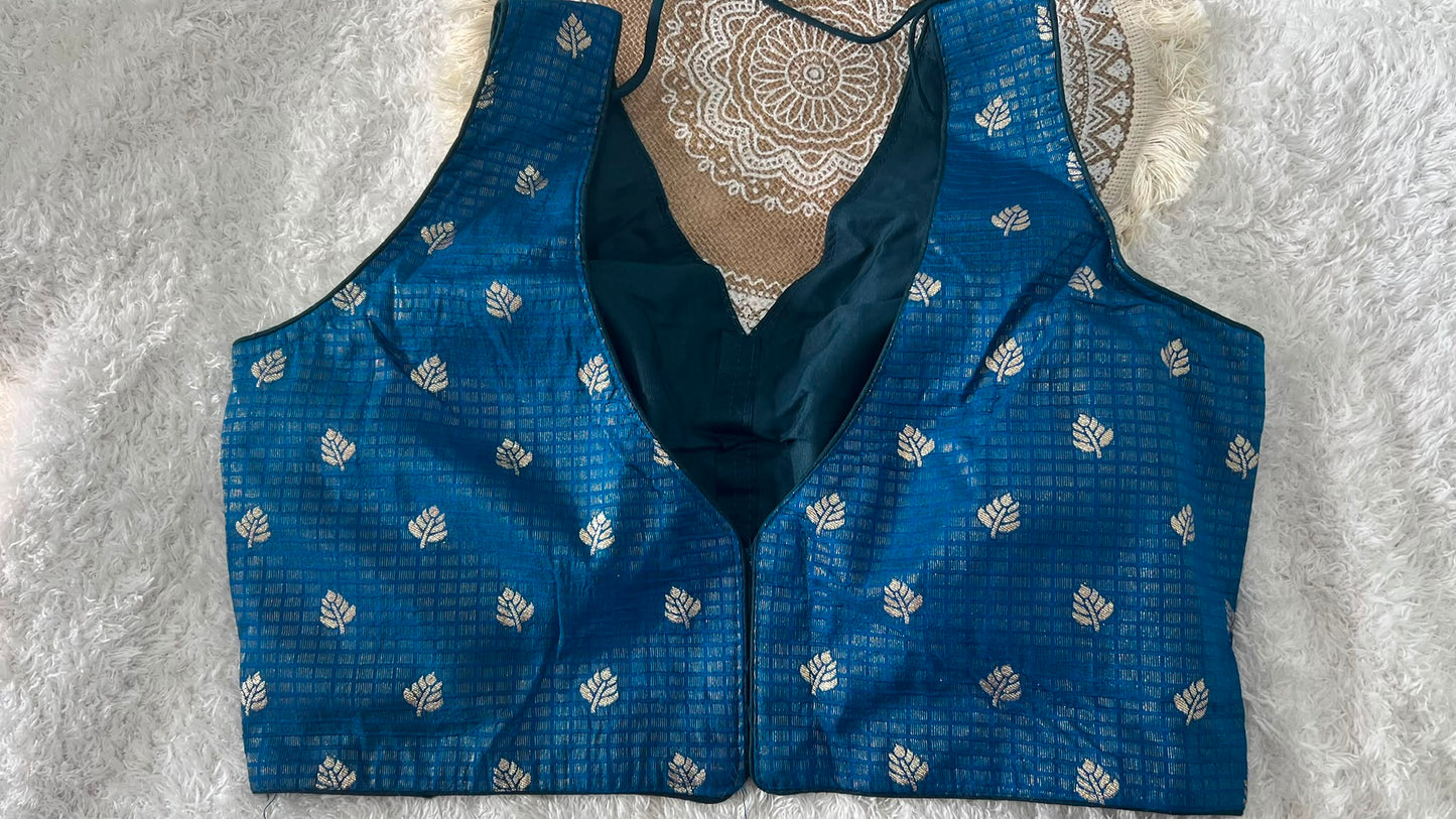 Elegant Brocade V-Neck Padded Blouses