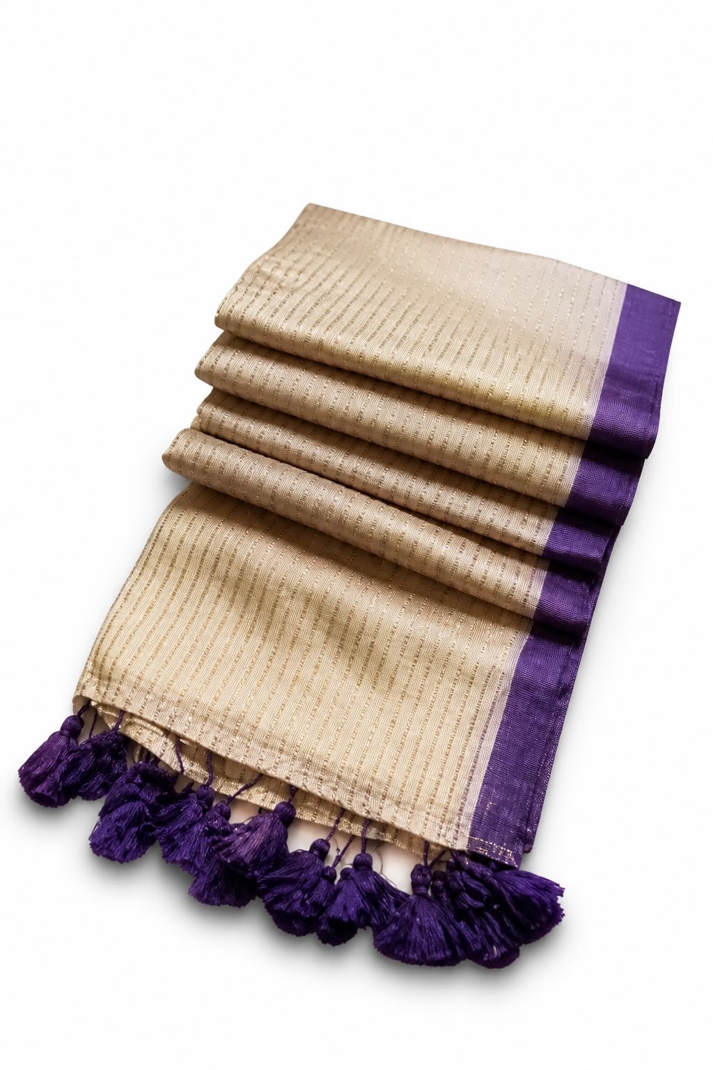 Shimmering Tissue Mul-Cotton Saree with Lavender-Purple Accents