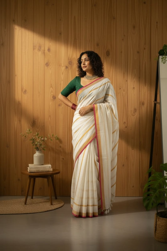 Grace Woven in Every Thread – 120 Count Mul Cotton Saree