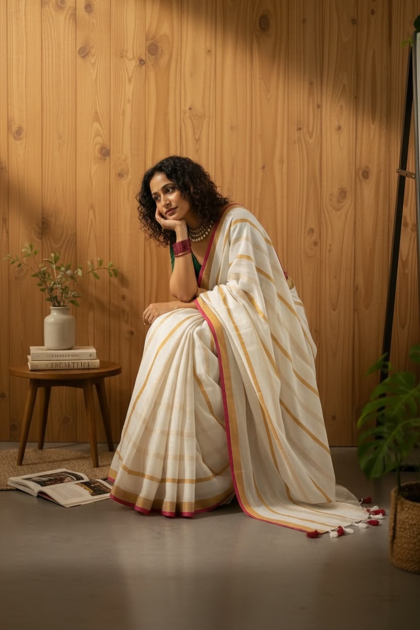Grace Woven in Every Thread – 120 Count Mul Cotton Saree