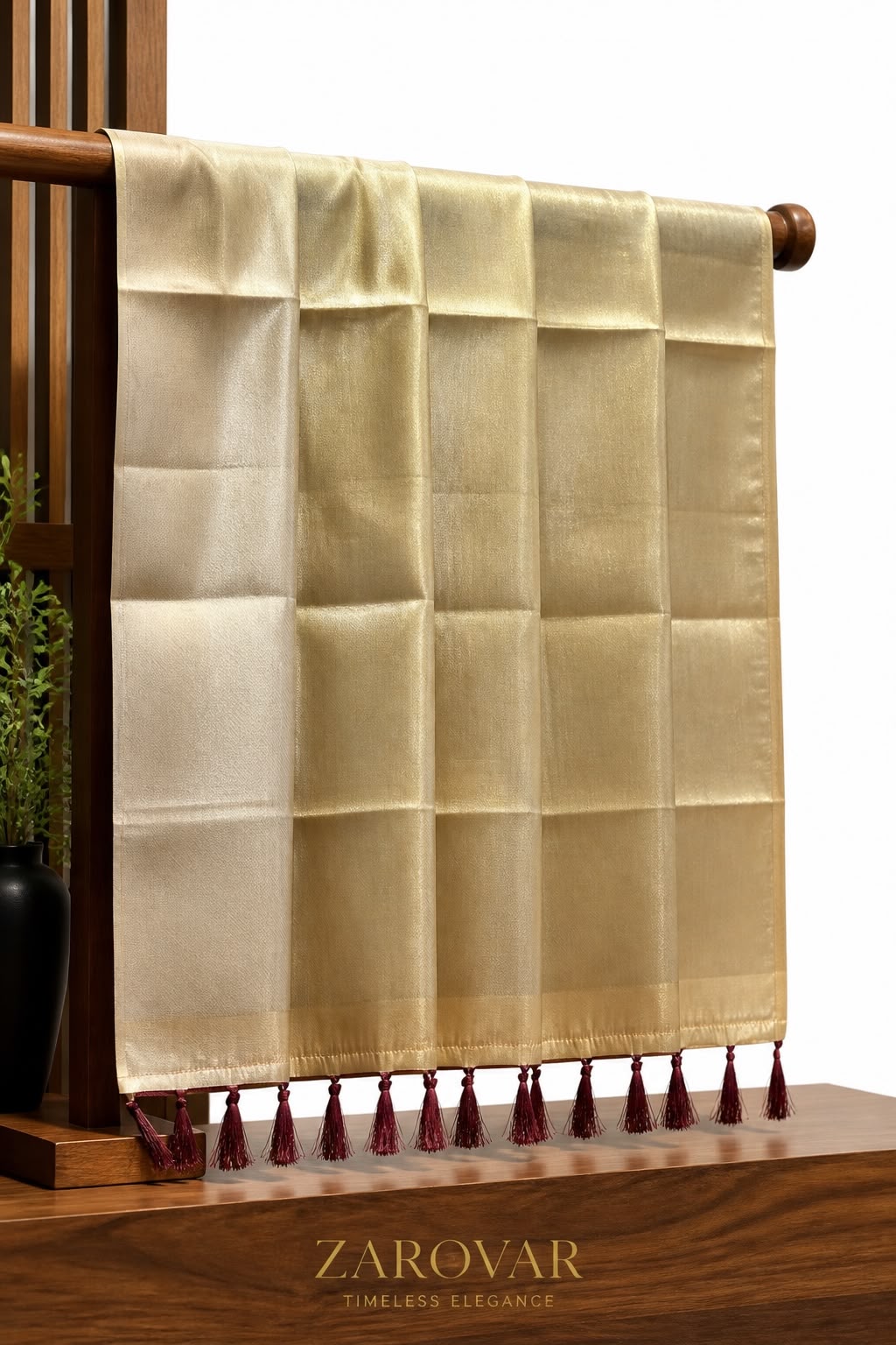 Zarovar Premium Kanjivaram Silk Saree with Contrast Embroidered Blouse