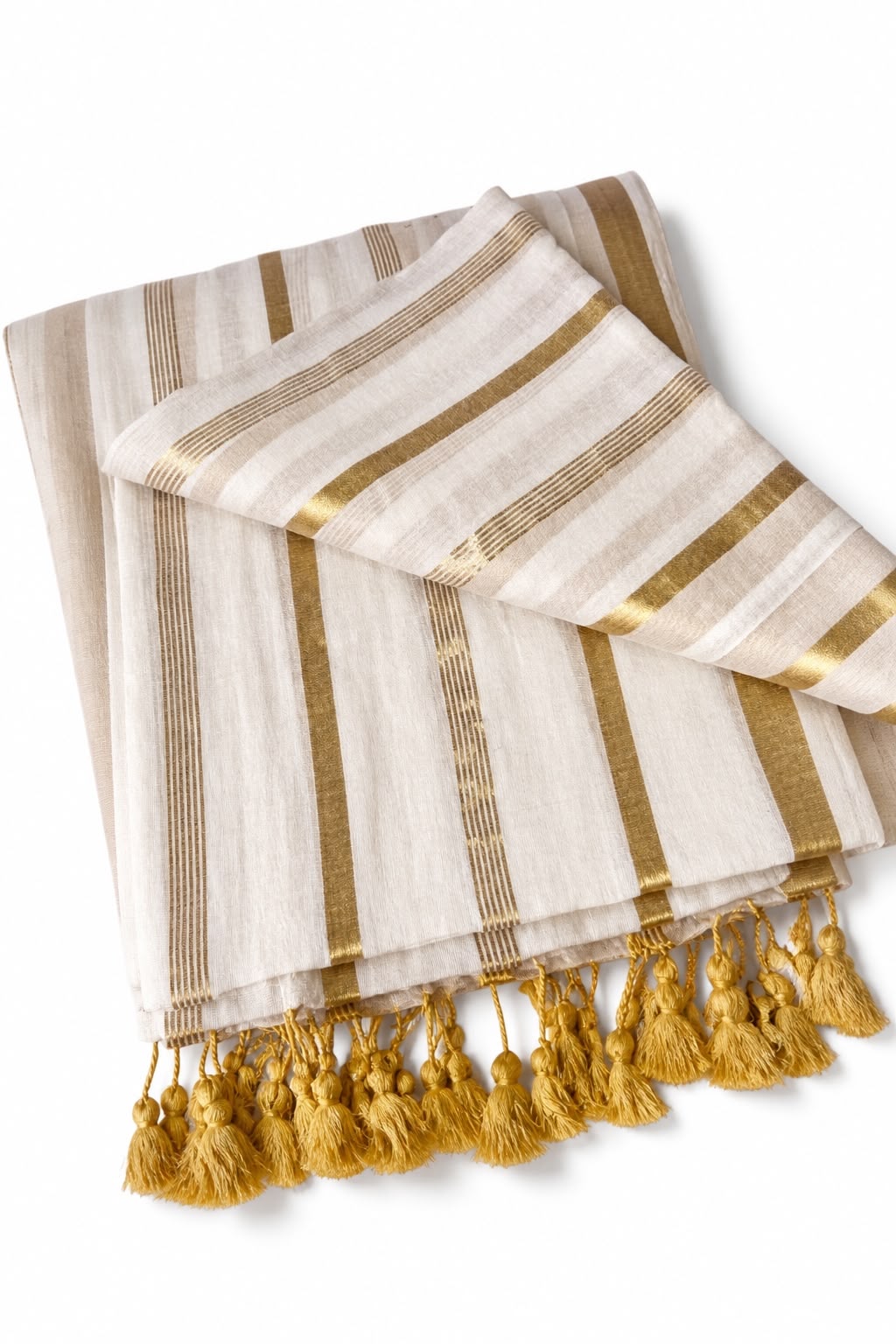 Zarovar Premium Mul Cotton Saree with Zari Stripes