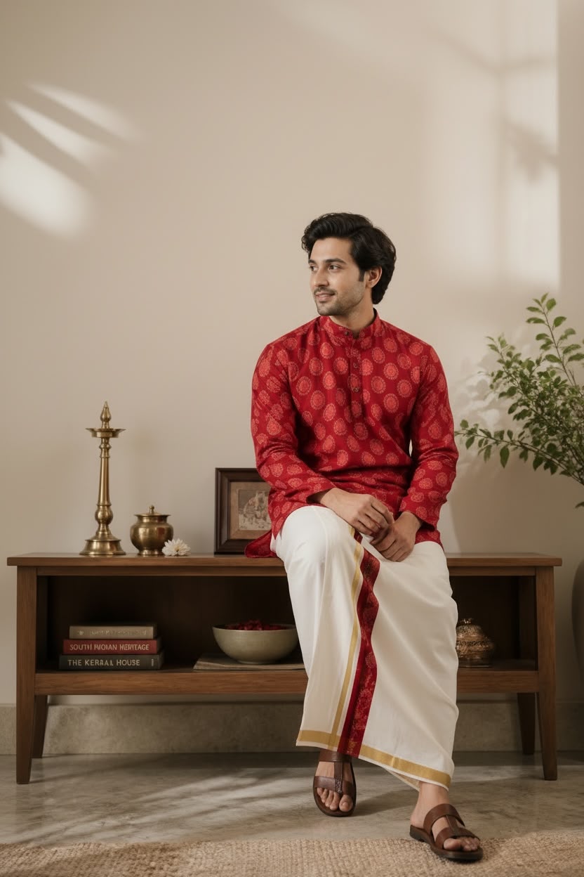 Premium Men's short Kurta & Mundu Set