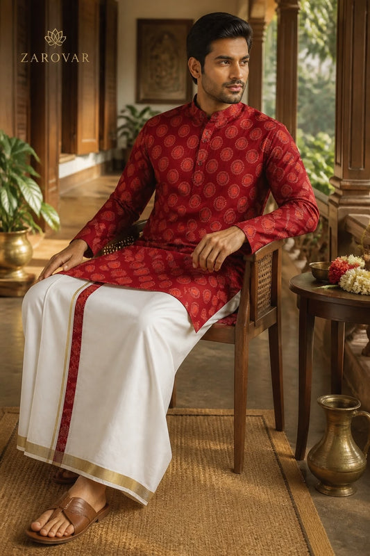 Men's short Kurta & Mundu Set