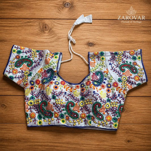 White Multicolour Embroidered Blouse