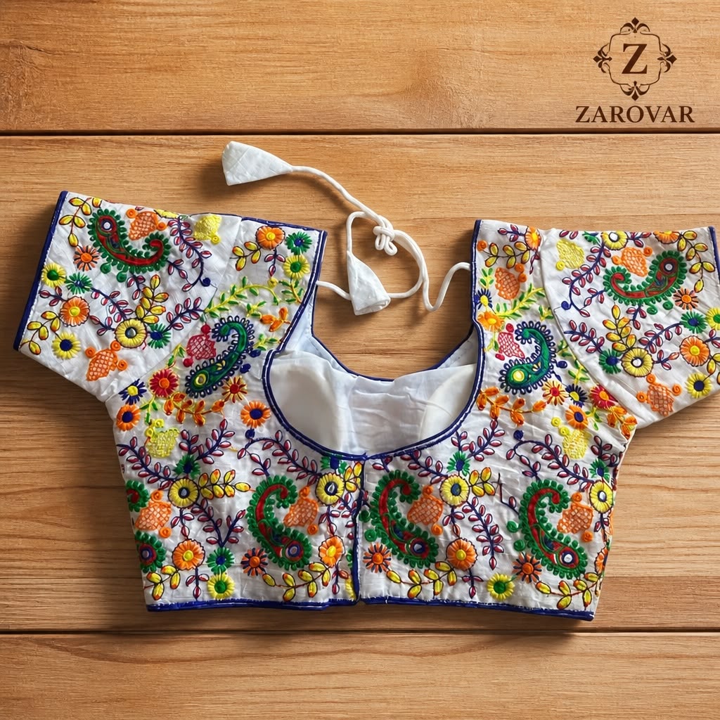 White Multicolour Embroidered Blouse