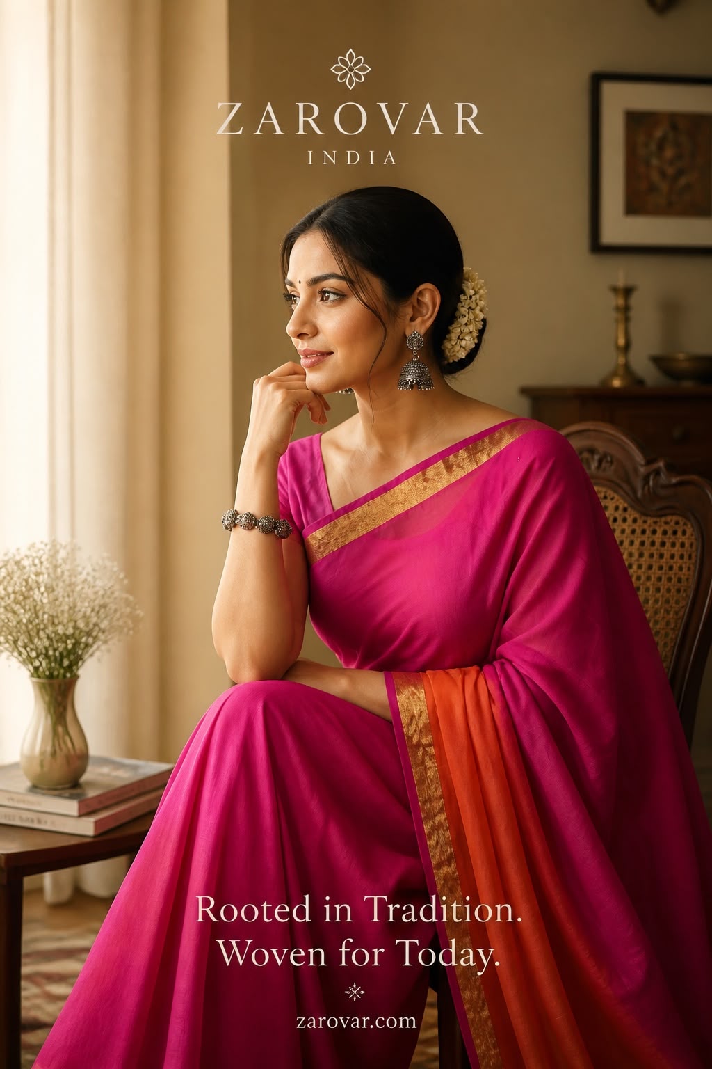 Orange & Pink Elegance – Mulmul Cotton Saree