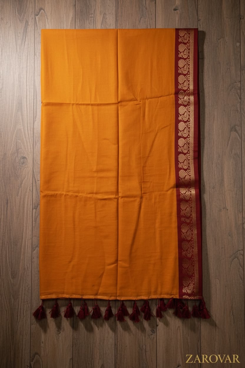 Sunning Deep Orange mul cotton saree