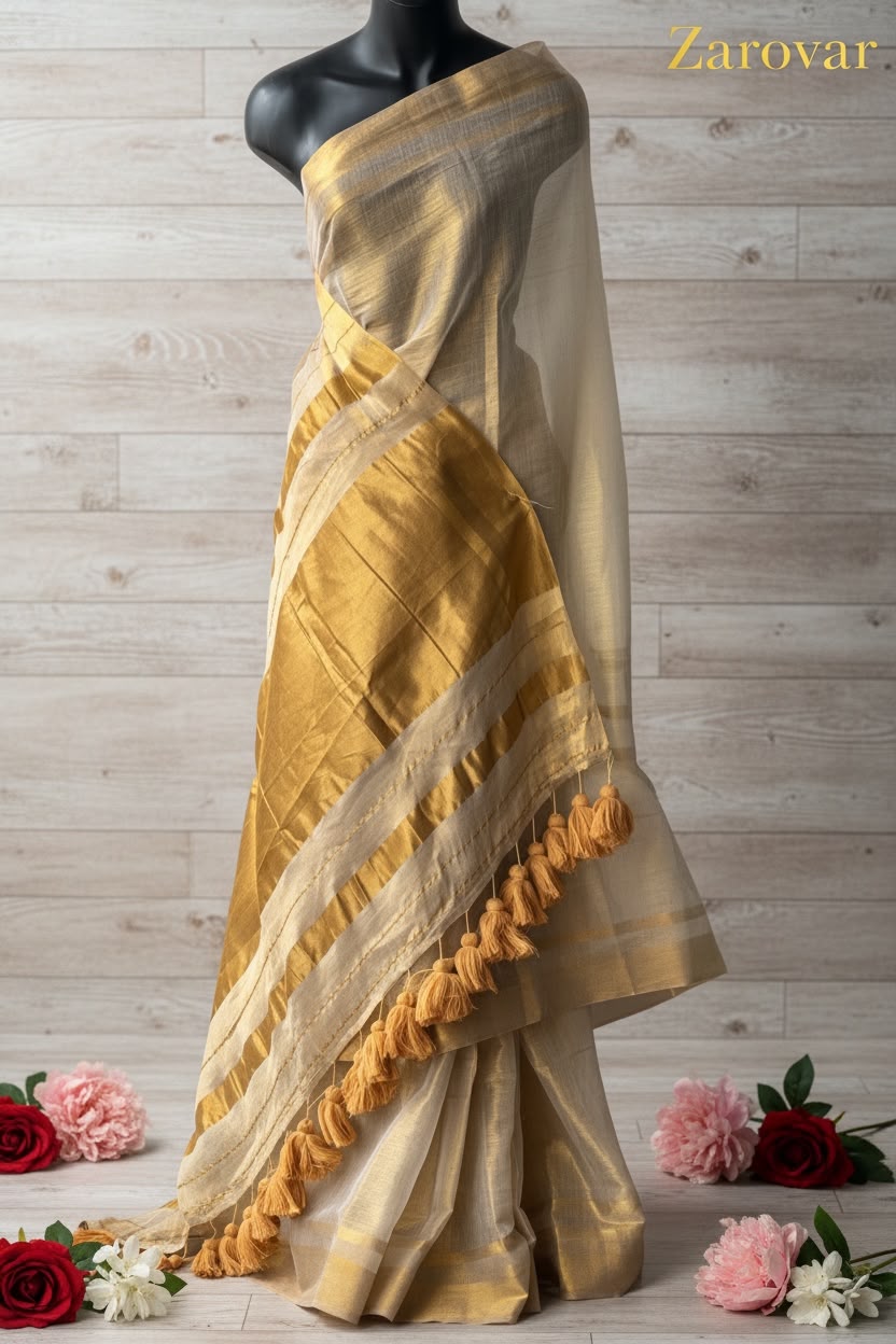 Golden Grace Mul Tissue Saree