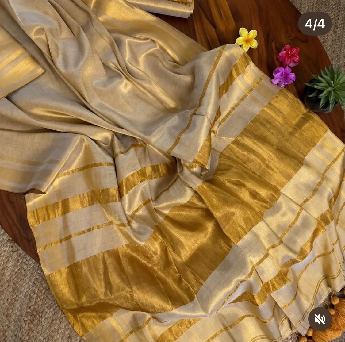 Golden Grace Mul Tissue Saree