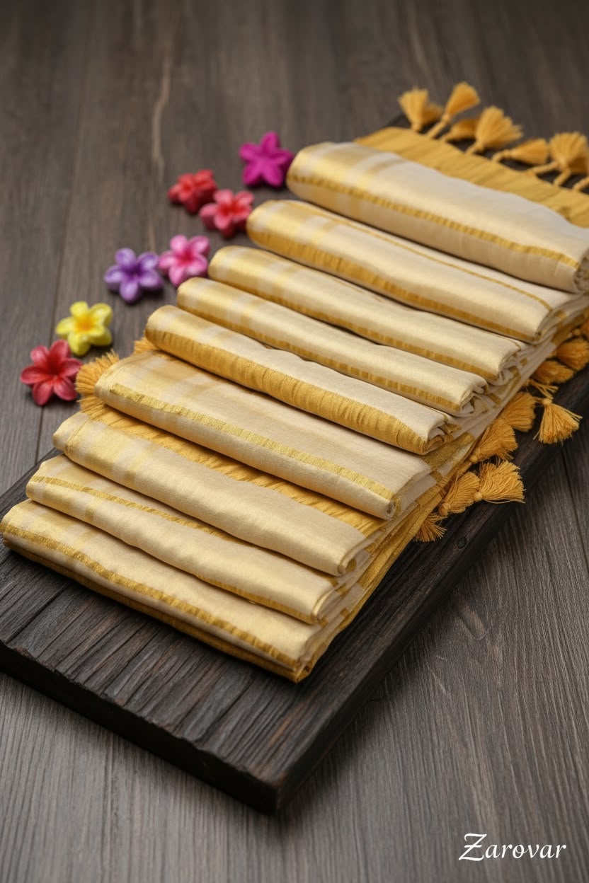 Golden Grace Mul Tissue Saree