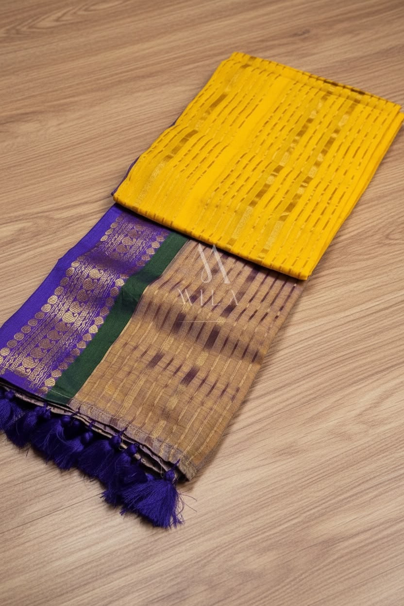Manjal-Gold Mul Cotton Saree