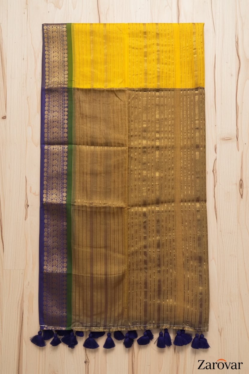 Manjal-Gold Mul Cotton Saree