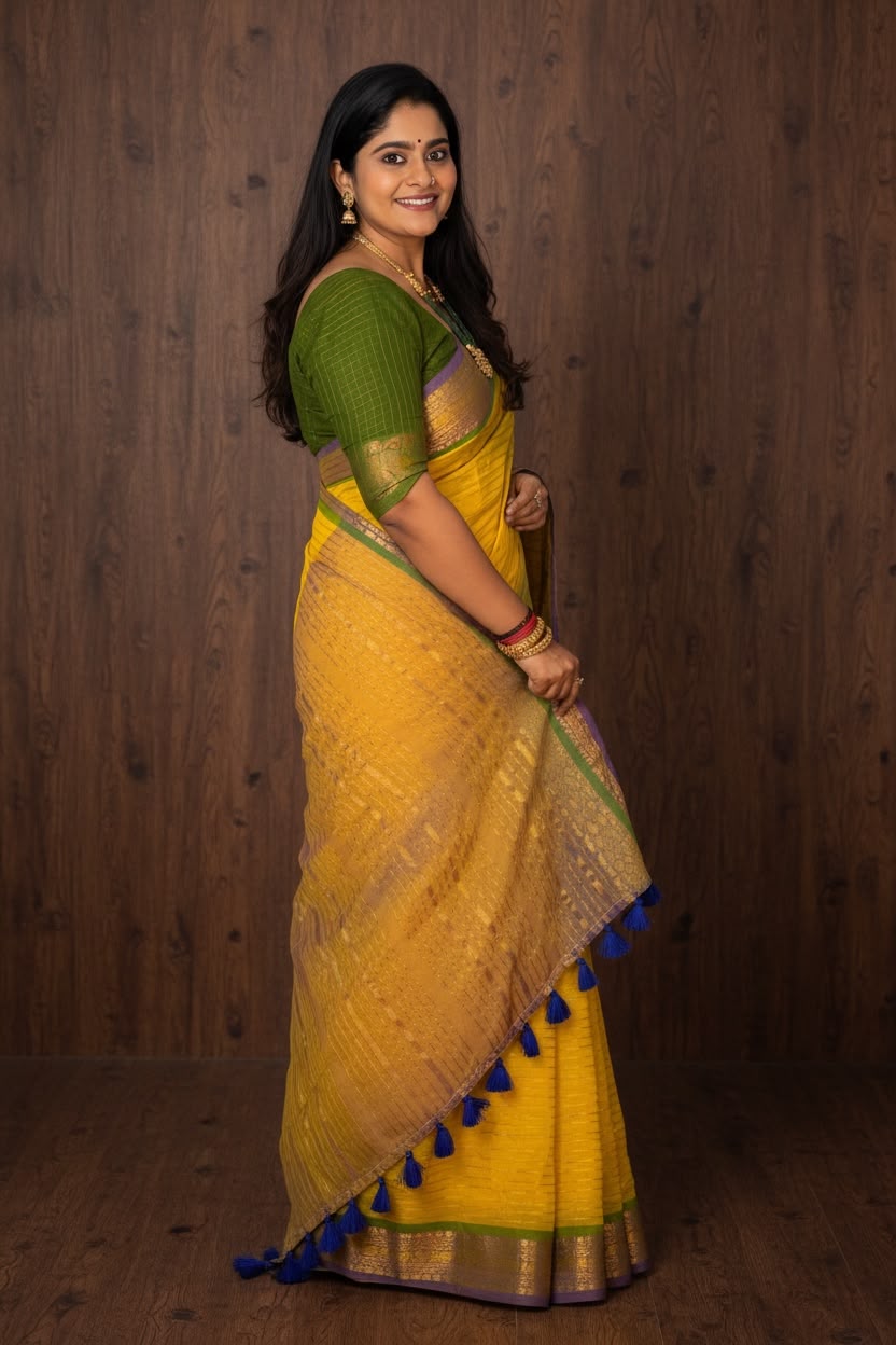 Manjal-Gold Mul Cotton Saree