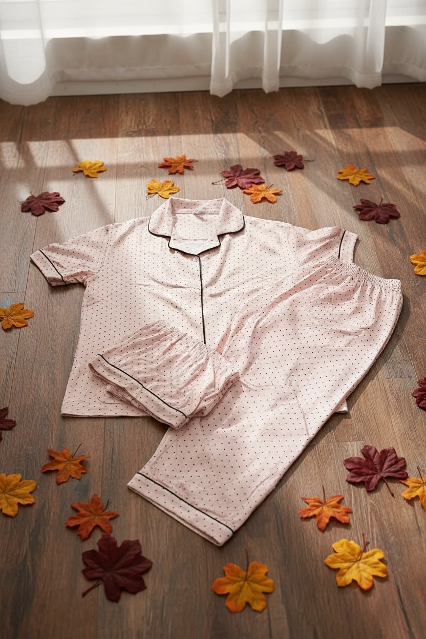 Blush Pink Polka Dot 3-Piece Pyjama Set 🎀