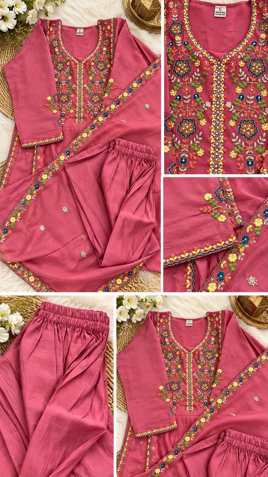 Rose Royale Mul Chanderi Embroidered Salwar Set
