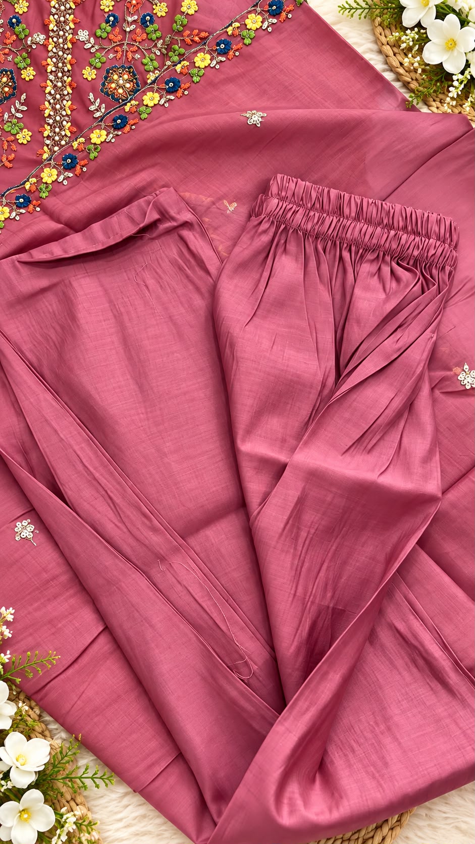Rose Royale Mul Chanderi Embroidered Salwar Set