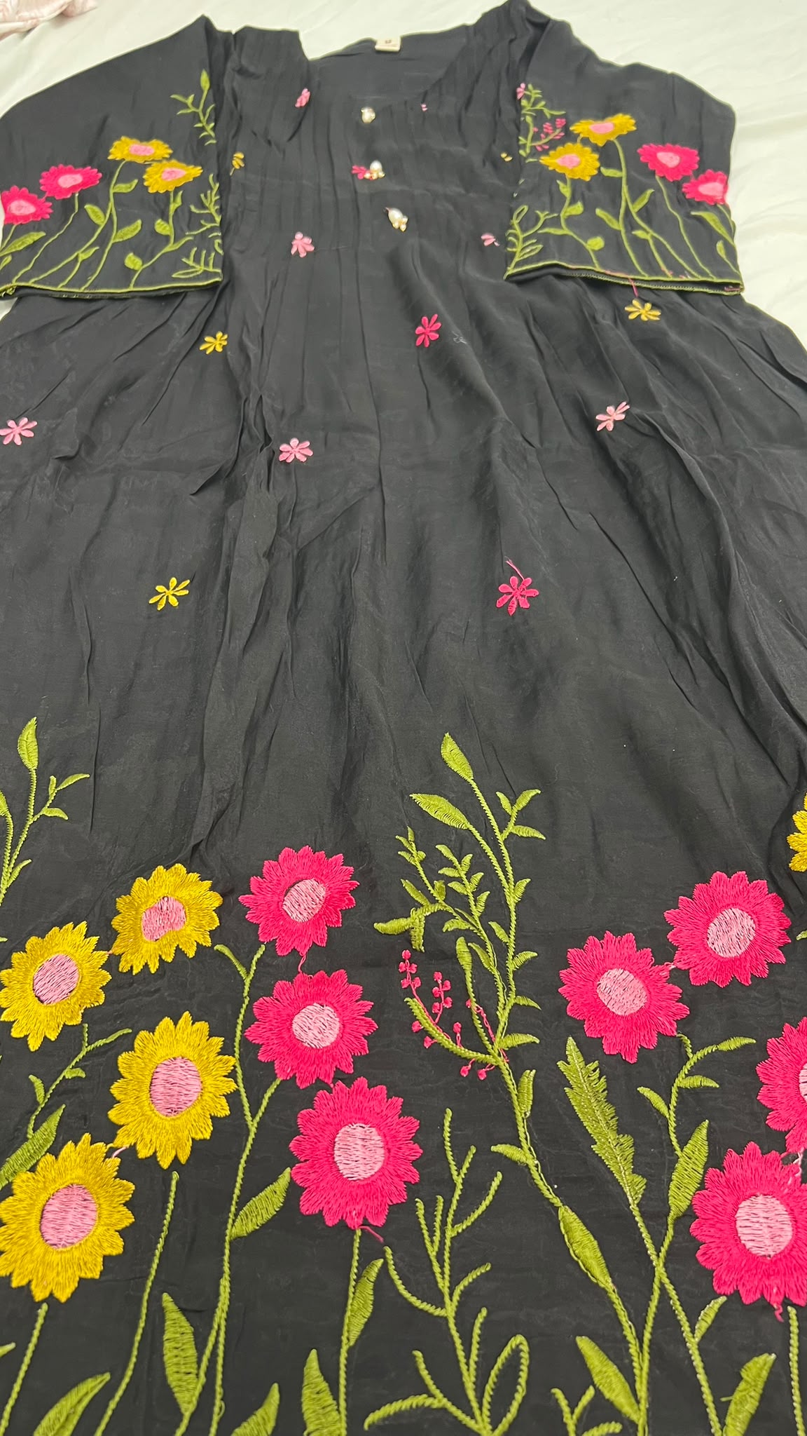 Midnight Garden Mul Chanderi A-Line Salwar Set 🖤✨