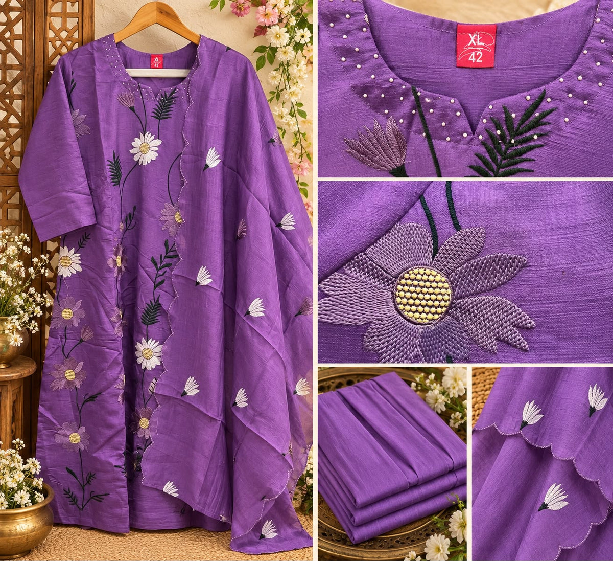 Violet Bloom Vichitra Silk women's Salwar Set