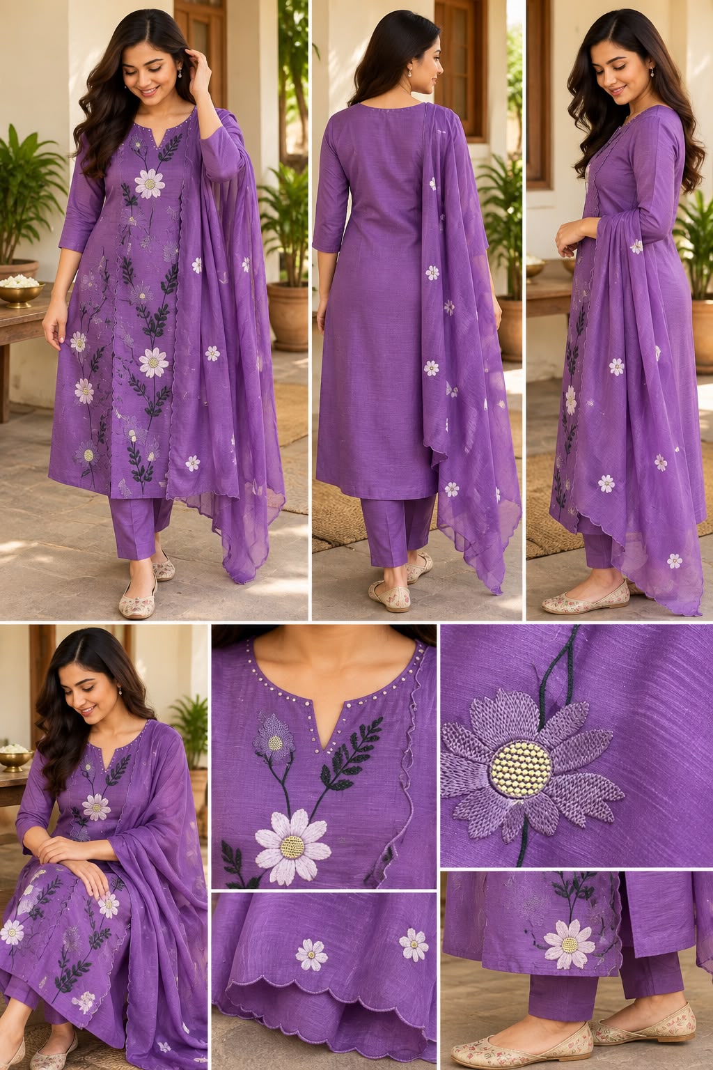 Violet Bloom Vichitra Silk women's Salwar Set