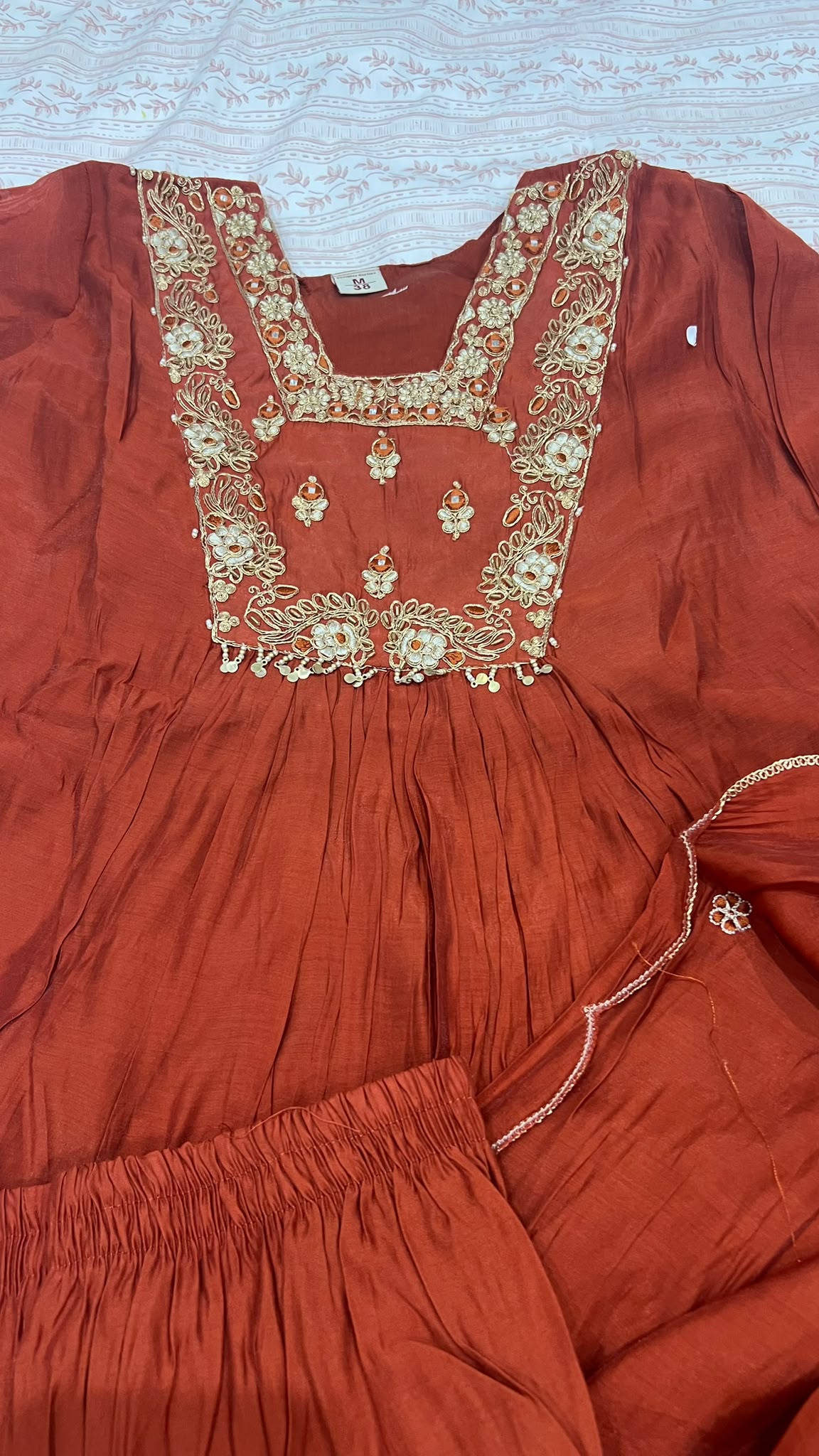 Regal Grace Mul Chanderi A-Line Kurti Set