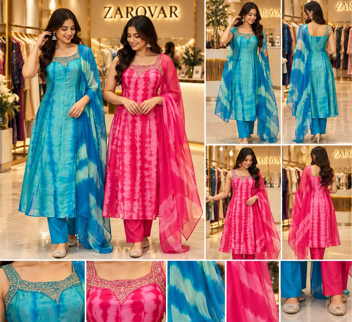 Russian Silk Anarkali Set with Cutdana Handwork