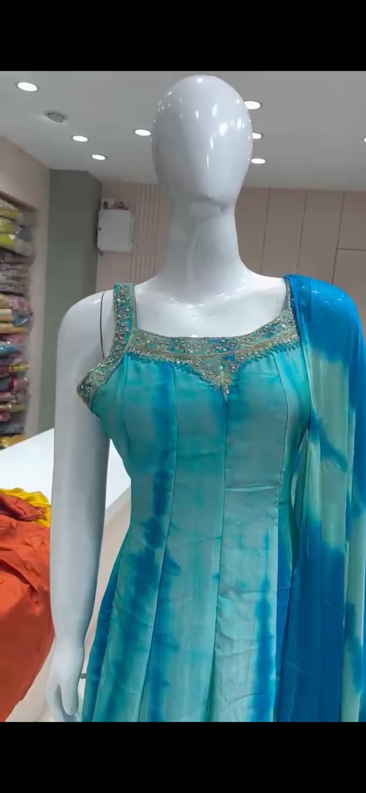 Russian Silk Anarkali Set with Cutdana Handwork